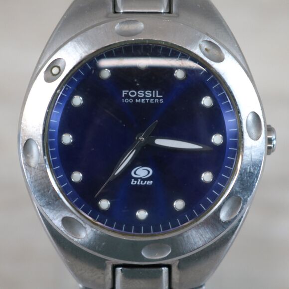Fossil Blue AM-3319 Watch – Pre-Owned, New Battery, Round, Blue - Picture 1 of 10